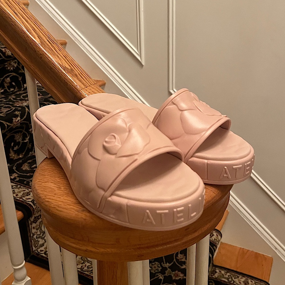 Valentino Garavani Pink Platform Slide Sandals
